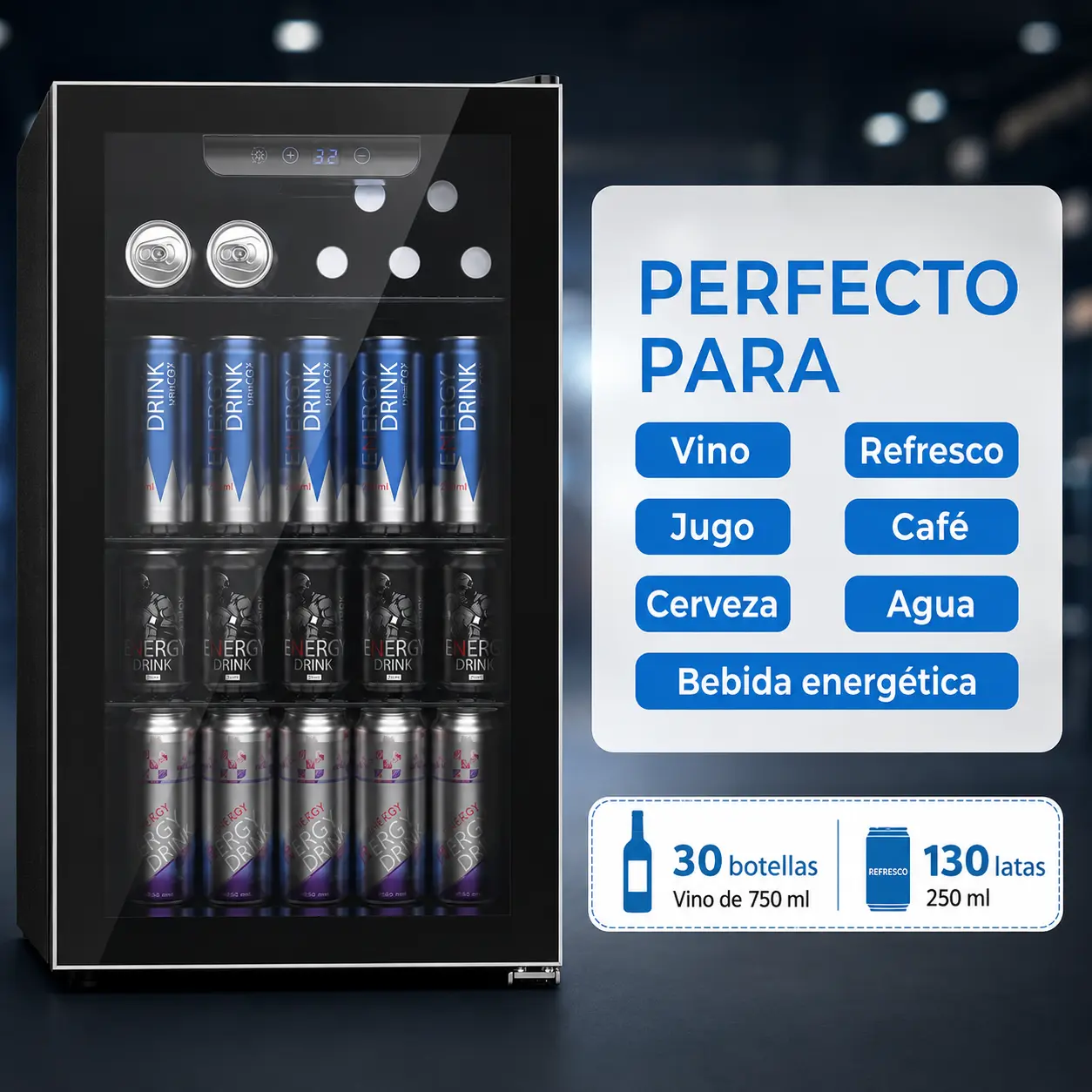 Mini heladera premium 91 L con iluminación LED — imagen 3